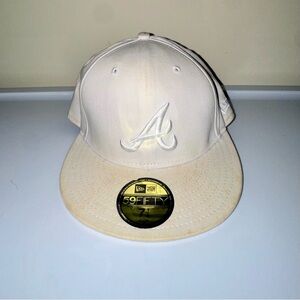 New Era White Atlanta Braves Fitted Cap 7 1/4
